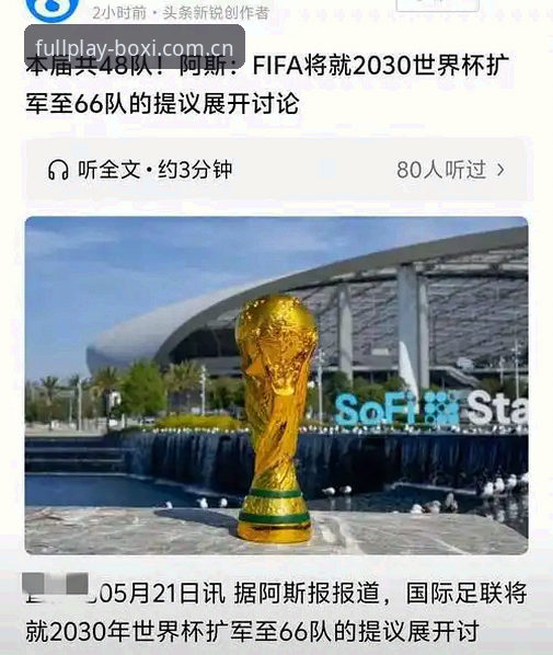 博喜体育资讯 2030世界杯扩军至66队?博喜体育资讯解读这项计划对中国足球的深远影响